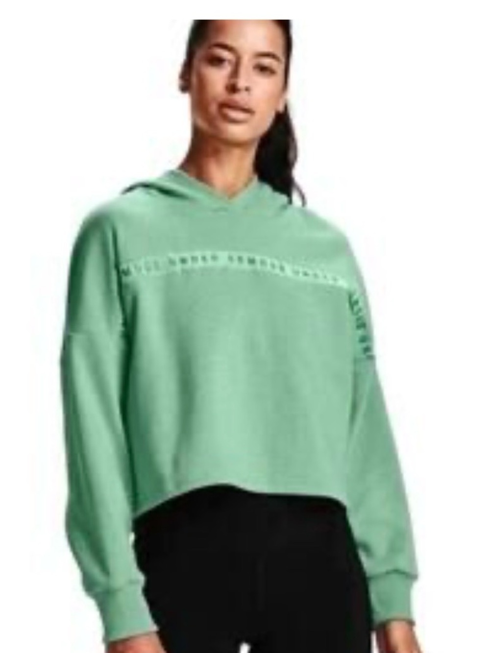 Under Armour Mint Green Hooded Cropped Oversized Loose Crew Sweatshirt Med